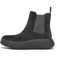 FitFlop Damen F-Mode Suede Flatform Chelsea Boots Stiefelette, Schwarz,