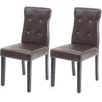 Mendler 2er-Set Esszimmerstuhl HWC-E58, Stuhl Essstühle ~ Kunstleder braun,