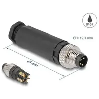 DeLock M8 Steckverbinder A-kodiert 4 Pin Stecker zur Montage