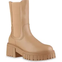 VAN HILL Damen Leicht Gefütterte Plateaustiefel Stiefel Profilsohle Schuhe