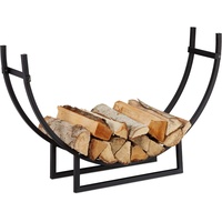 Relaxdays Kaminholzregal, halbrund, Innenbereich, pulverbeschichteter Stahl, Brennholzregal, HxBxT 55x92x21