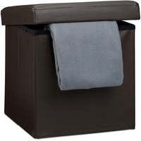 Relaxdays Faltbarer Sitzhocker, Sitzcube mit Stauraum u. Deckel, Fußablage,