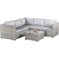 Bixente Garten-Lounge 5-Sitzer mit Tisch und integriertem Kühlfach. Inkl.