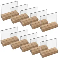 HMF 46941 Acryl Tischaufsteller mit Holzfuß | 10 Stück