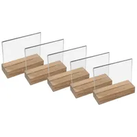 HMF 46941 Acryl Tischaufsteller mit Holzfuß | 5 Stück
