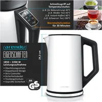 Arendo Frühstücks-Set Wasserkocher 1,5 l Weiß