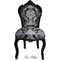 Casa Padrino Barock Esszimmer Stuhl Paisley Muster Schwarz /