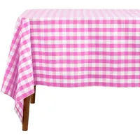 Homescapes Tischdecke pink-weiß 137x137 cm, Vichy-Karo Tischtuch quadratisch, waschbar