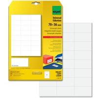Sigel LA131 Universal-Etiketten selbstklebend, bedruckbar, weiß, 70 x 36