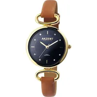 Akzent Exclusive Damenarmbanduhr mit Kunstlederionsband - Dunkelblau/Dunkelblau