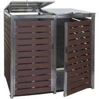 MCW XL 2er/4er Mülltonnenverkleidung MCW-K14, Mülltonnenbox, 117x144x102cm WPC Edelstahl