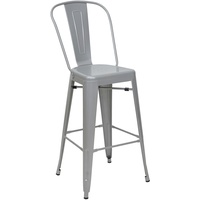 Mendler Barhocker HWC-A73, Barstuhl Tresenhocker mit Lehne, Metall Industriedesign