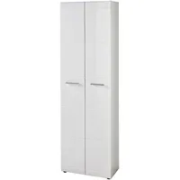 Lomadox Garderobenschrank DANARO-01, 59x197x37cm, Hochglanz weiß - Weiß