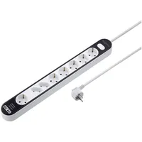 Sygonix SY-4538278 Steckdosenleiste mit Schalter 8fach Weiß, Schwarz Schutzkontakt