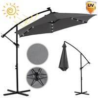 MuCoLa Kurbelschirm 350 cm Ampelschirm LED Gartenschirm Marktschirm Strandschirm