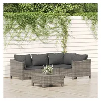 VidaXL 5-tlg. Garten-Lounge-Set mit Kissen Grau Poly Rattan
