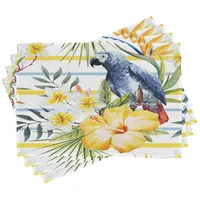 ABAKUHAUS Papagei Platzmatten, Tropic Exotic Papageien, Waschbare Stoff Esszimmer