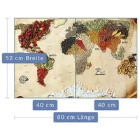 Decorwelt Herdabdeckplatte Abdeckung Ceranfeld Abdeckplatte Schneidebrett 2-Teilig 80x52 Weltkarte