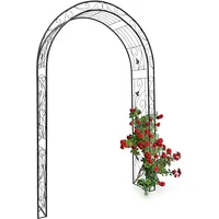Relaxdays Rosenbogen Blatt, HxBxT:226x144x36,5cm, Rankhilfe Torbogen für Kletterrosen, Eisen,
