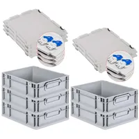Proregal 5x Eurobox NextGen Grip mit Scharnierdeckel und blauen