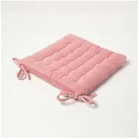 Homescapes Samt-Stuhlkissen 40x40 cm – rosa Baumwollsamt - Homescapes