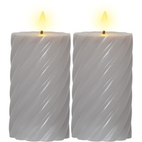 Star Trading LED Kerzen mit Timerfunktion Stumpenkerzen Grau LED