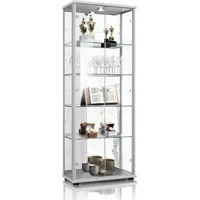 K-Möbel Glasvitrine 176 x 67 x 33 cm Silber