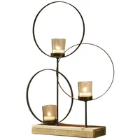 Dekoleidenschaft Windlicht Ringe aus Metall, schwarz, mit Sockel aus