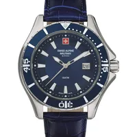 Swiss Alpine Military Herren Uhr Analog Quarz 7040.1535SAM Leder