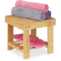 Relaxdays Fußbank Bambus, bis 100 kg, Stabiler Tritthocker, Kinderhocker