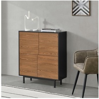 [en.casa] Kommode + Sideboard, Gnosjö 80x30x93cm Schwarz/Dunkler Holzton