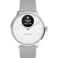 WiThings ScanWatch Light 37 mm perlweiß, Sport Fluorelastomer-Armband grau/silber