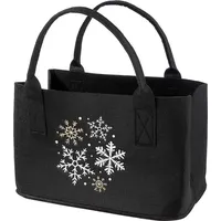 Gilde Handwerk Filztasche schwarz weiß/grau/gold bestick 40x 26x25cm Shoppertasche