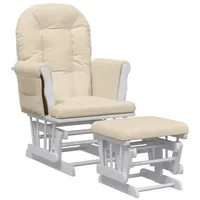 VidaXL Schaukelsessel mit Hocker Gleitend Cremeweiß Stoff