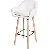 Mendler 2er-Set Barhocker Malmö T381, Barstuhl Tresenhocker Kunstleder, weiß