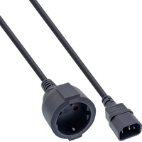 InLine Netz Adapter Kabel, Kaltgeräte C14 auf Schutzkontakt Buchse,