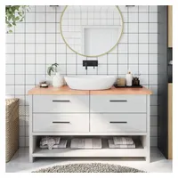 VidaXL Waschtischplatte Hellbraun 140x60x(2-4) cm Massivholz Behandelt
