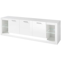 Lomadox Lowboard in Hochglanz weiß MAILAND-61 inkl. LED-Beleuchtung, B/H/T: