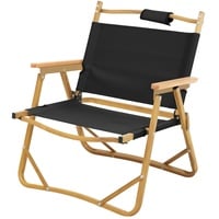 Jawinio Outdoor Campingstuhl Holz faltbar mit Armlehnen Faltstuhl Schwarz