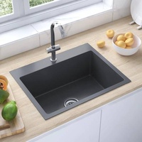 VidaXL Handgemachte Einbauspüle Schwarz Edelstahl - Schwarz