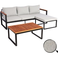 Mendler Garten-Garnitur HWC-L26b, Gartenlounge Sitzgruppe Lounge-Set Sofa, Aluminium Akazie