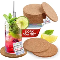 WORTEK Untersetzer Gläser Korkuntersetzer rund - 10er Set Kork
