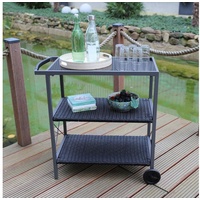 Buri Outdoor-Servierwagen mit 3 Etagen Grillwagen Rollwagen Beistellwagen 80x80x41cm