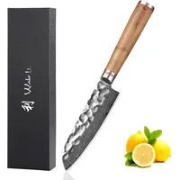 Wakoli Nussbaum Damast Kleines Santokumesser I 12 cm Klinge