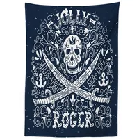 ABAKUHAUS Schädel Tischdecke, Piraten Jolly Roger Flagge, Personalisierter Druck
