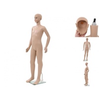 VidaXL Ganzkörper-Schaufensterpuppe Kind mit Glassockel Beige 180 cm