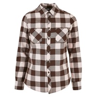 URBAN CLASSICS Turnup Checked Flanell Langarmhemd Pink / Brown