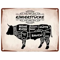 Speecheese Rinderstücke BBQ Beef Fleischstücke Metallschild in 15x20 cm