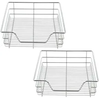 [en.casa] 2er-Set Teleskopschublade 57x44x14 cm Stahl Silber