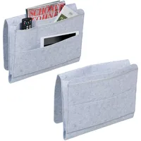 Relaxdays Betttasche, 2er Set, 4 Fächer, Klettverschluss, Aufbewahrung für